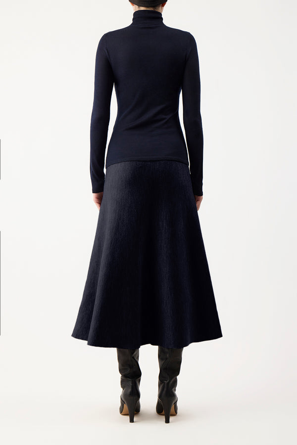 Gabriela Hearst Costa Knit Turtleneck In Dark Navy Cashmere Silk