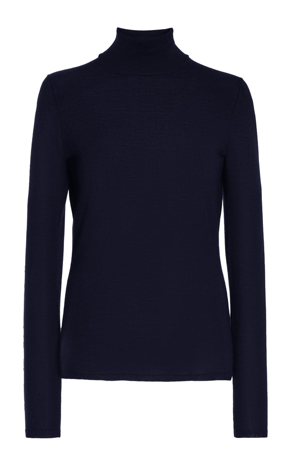 gabriela hearst Costa Knit Turtleneck in Dark Navy Cashmere Silk