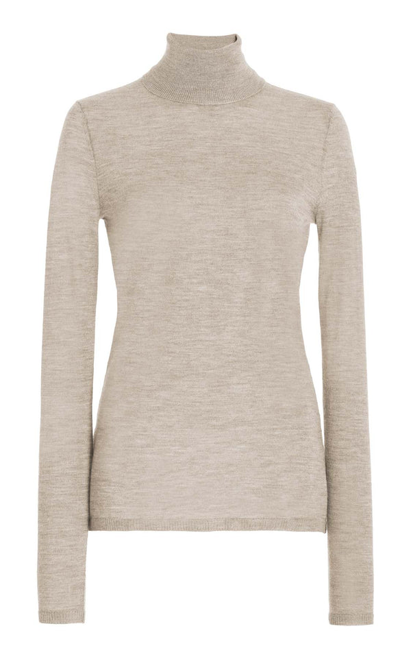 gabriela hearst Costa Knit Turtleneck in Oatmeal Cashmere Silk