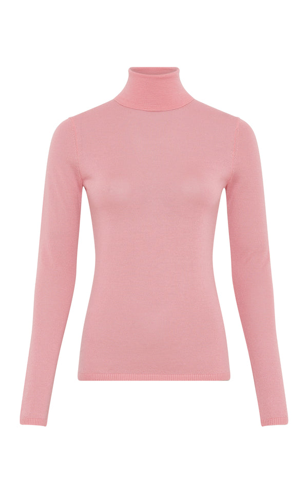 gabriela hearst Costa Knit Turtleneck in Rosa Cashmere Silk