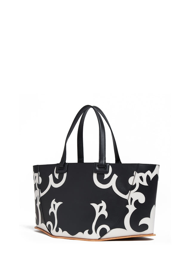 Gabriela Hearst Coyote Western Tote Bag In Black & Ivory Leather
