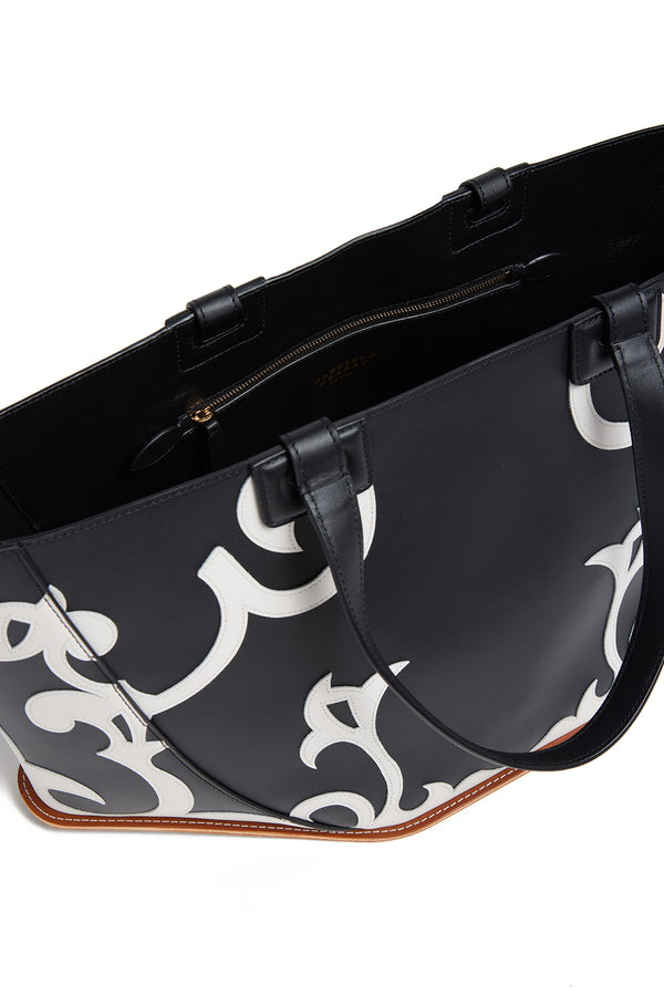 Gabriela Hearst Coyote Western Tote Bag In Black & Ivory Leather
