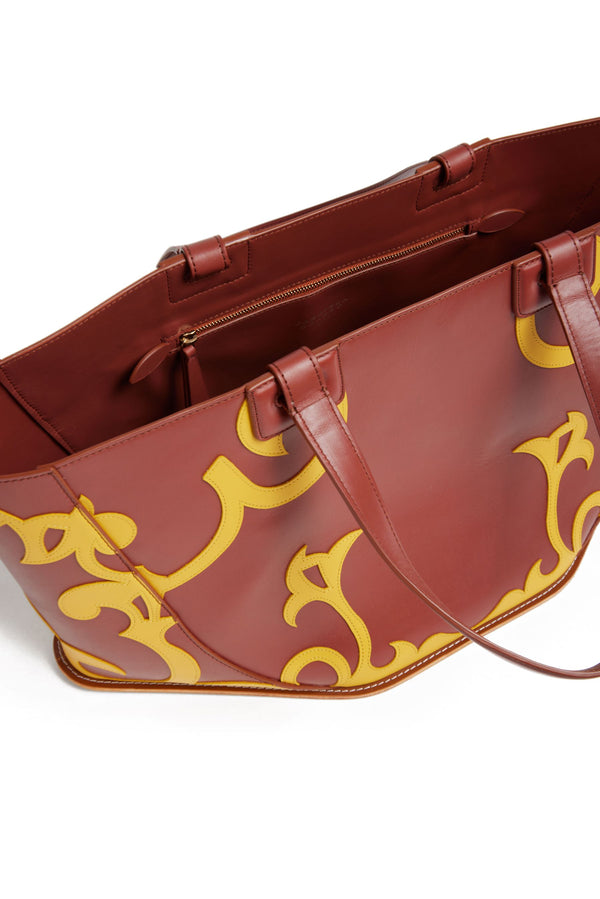 Gabriela Hearst Coyote Western Tote Bag In Rust & Yellow Leather