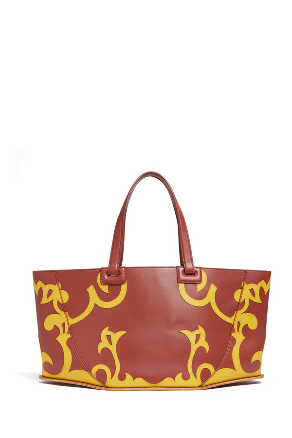 gabriela hearst Coyote Western Tote Bag in Rust & Yellow Leather