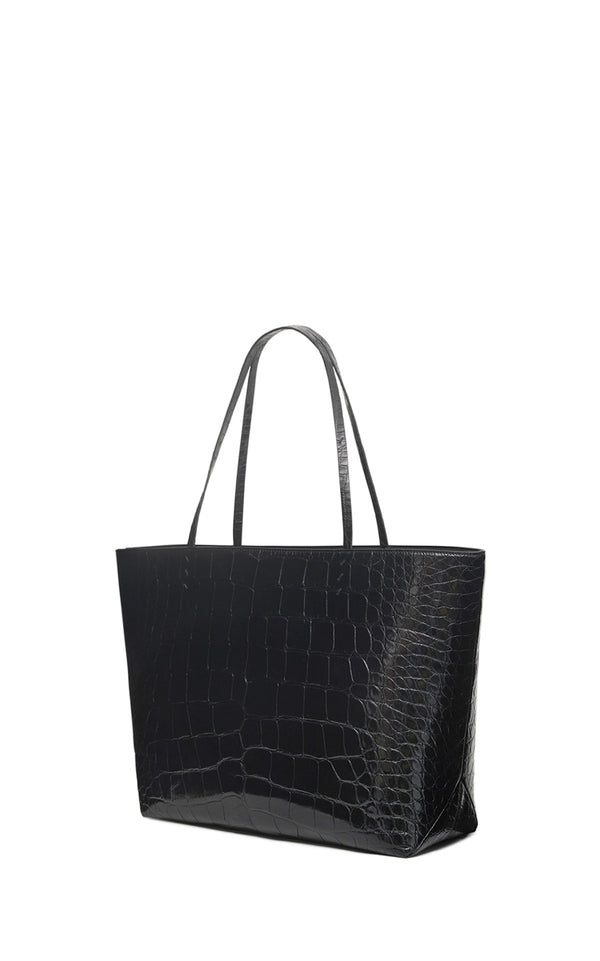 Gabriela Hearst Croco Tote Bag In Black Crocodile Leather