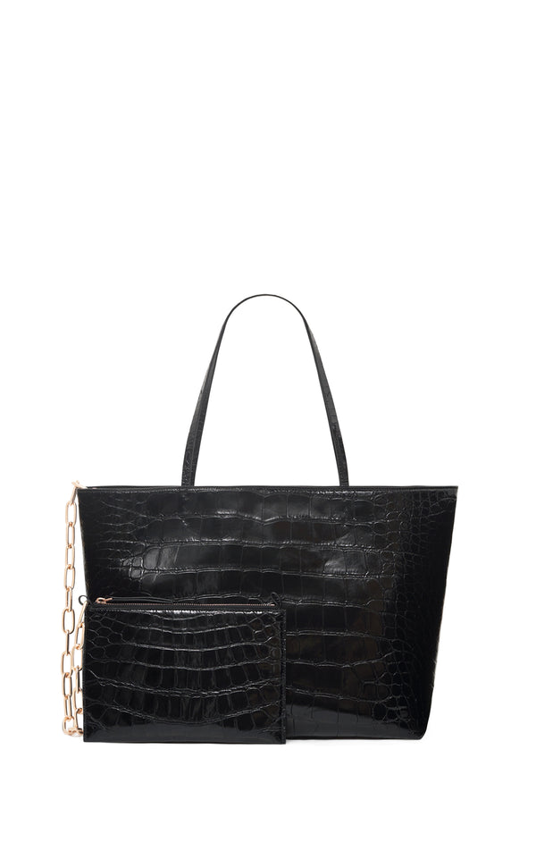 Gabriela Hearst Croco Tote Bag In Black Crocodile Leather