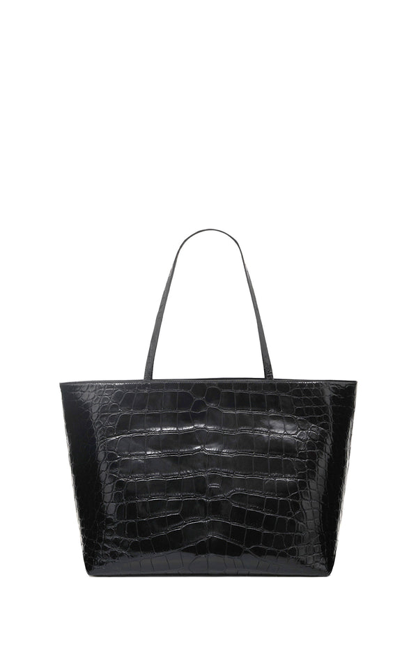 Gabriela Hearst Croco Tote Bag In Black Crocodile Leather