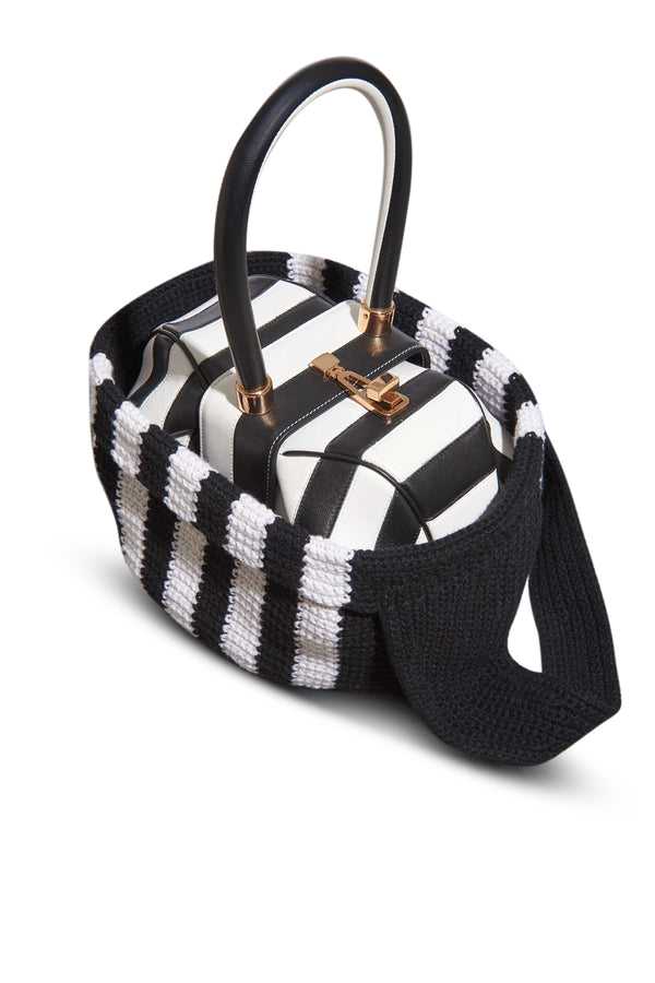 Gabriela Hearst Crossover Knit Bag In Black & Ivory Cashmere