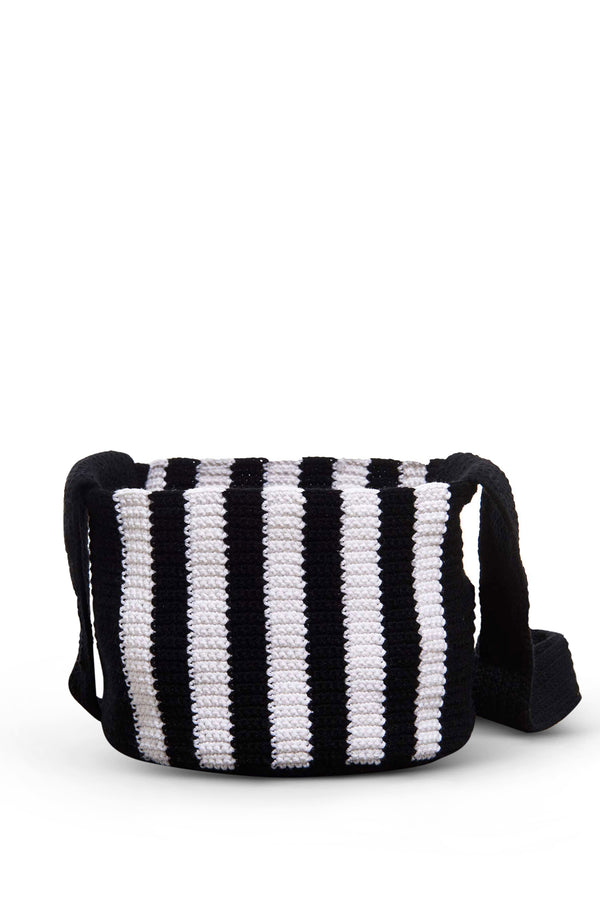 Gabriela Hearst Crossover Knit Bag In Black & Ivory Cashmere