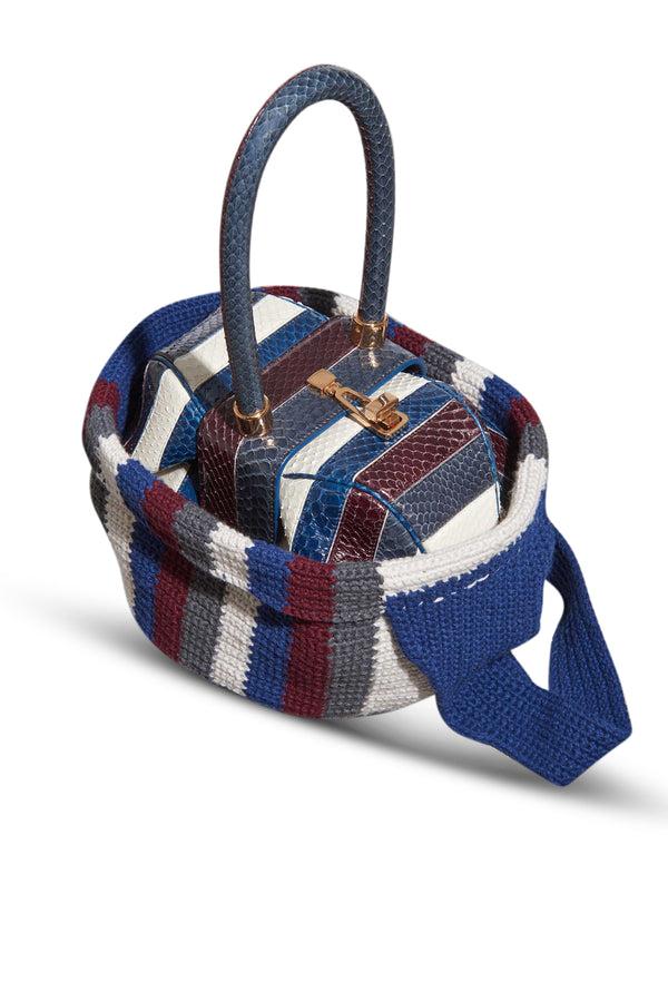 Gabriela Hearst Crossover Knit Bag In Blue Bordeaux & Grey Cashmere