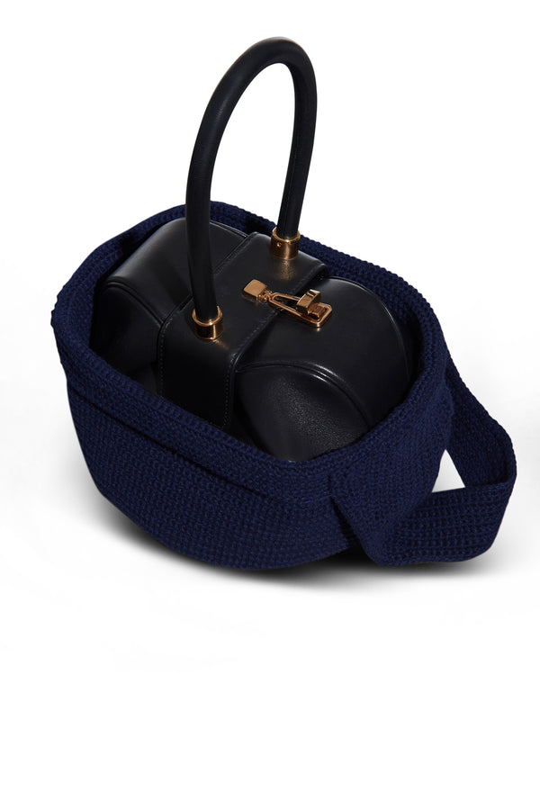 Gabriela Hearst Crossover Knit Bag In Navy Cashmere