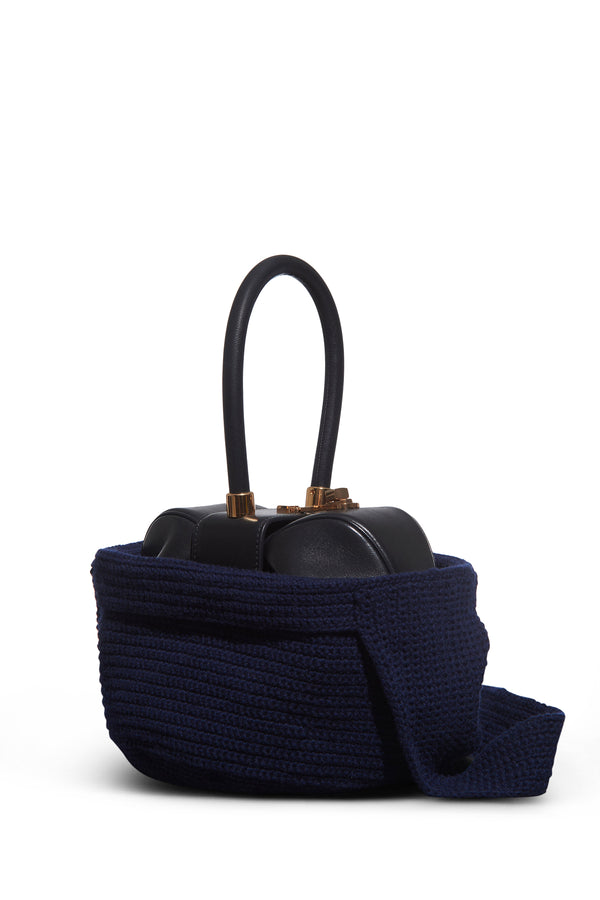gabriela hearst Crossover Knit Bag in Navy Cashmere