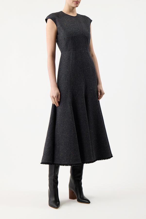Gabriela Hearst Crowther Dress In Slate Multi Cashmere Virgin Wool