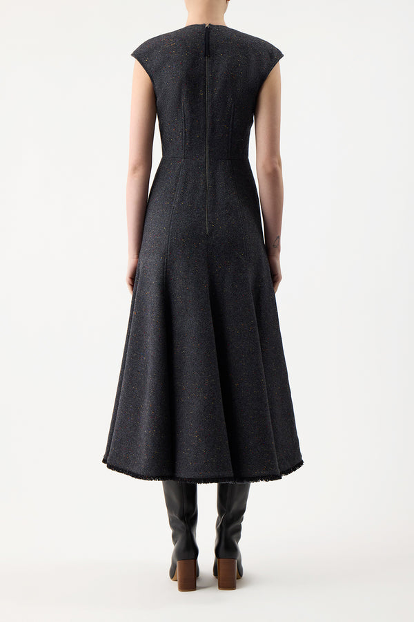 Gabriela Hearst Crowther Dress In Slate Multi Cashmere Virgin Wool