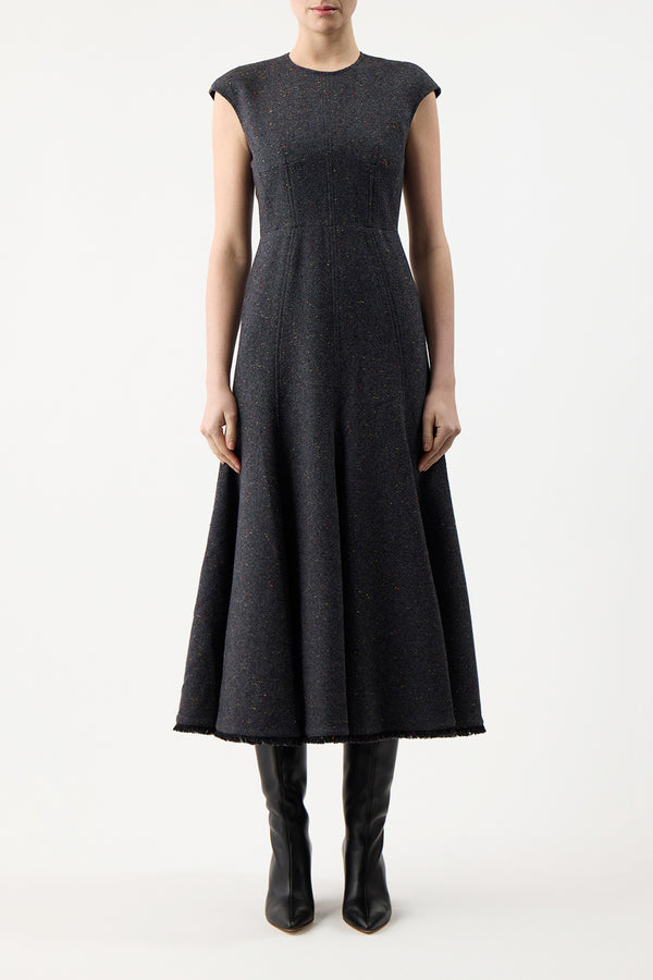 Gabriela Hearst Crowther Dress In Slate Multi Cashmere Virgin Wool
