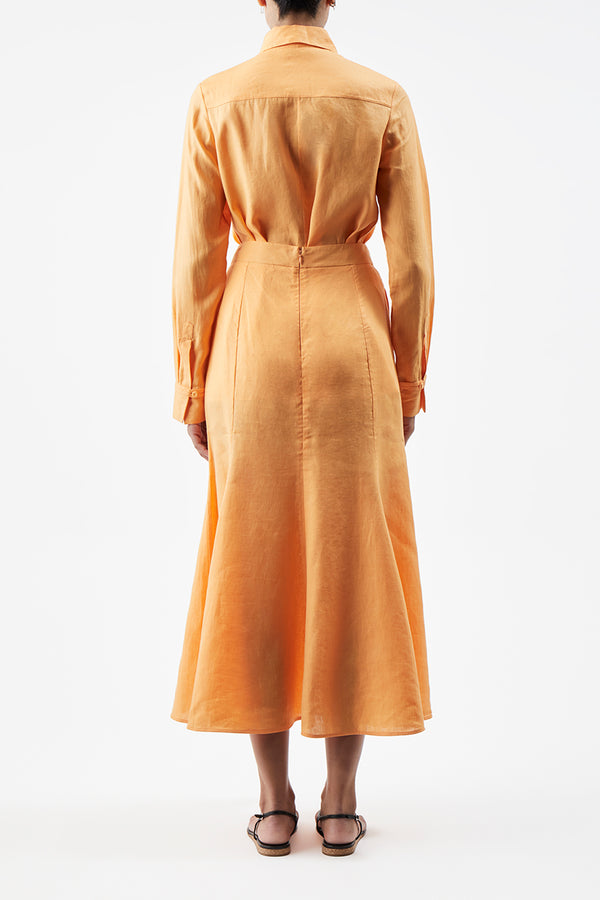 Gabriela Hearst Cruz Shirt In Fluorescent Orange Aloe Linen