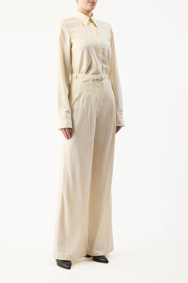 Gabriela Hearst Cruz Shirt In Ivory Lightweight Cashmere