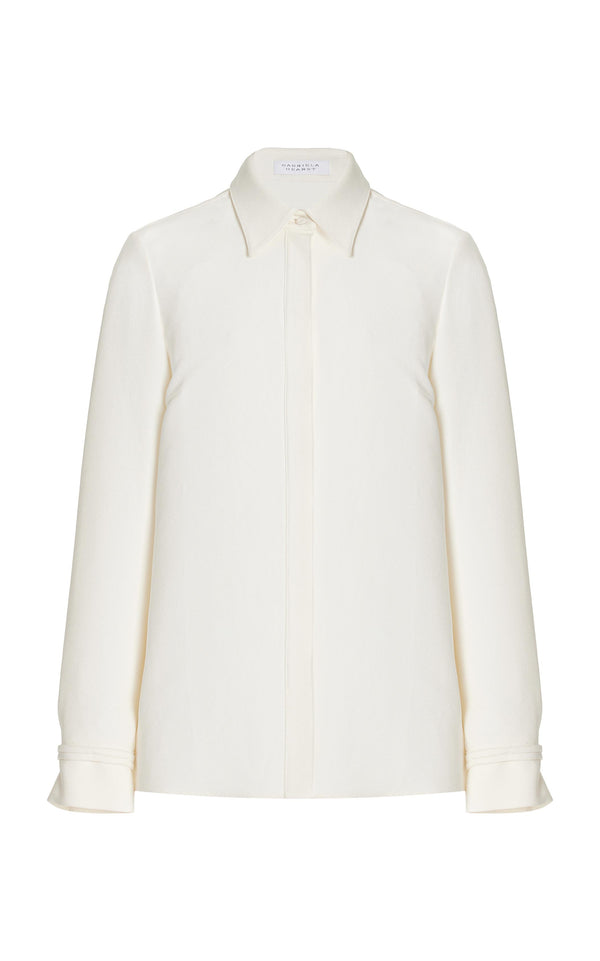 gabriela hearst Cruz Shirt in Ivory Lightweight Cashmere