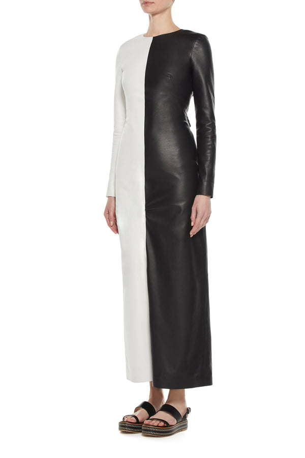 Gabriela Hearst Currie Dress In Black & White Nappa Leather