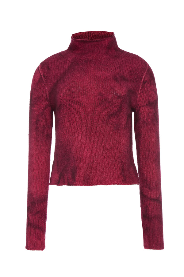 gabriela hearst Daina Cropped Knit Turtleneck in Bordeaux Cashmere