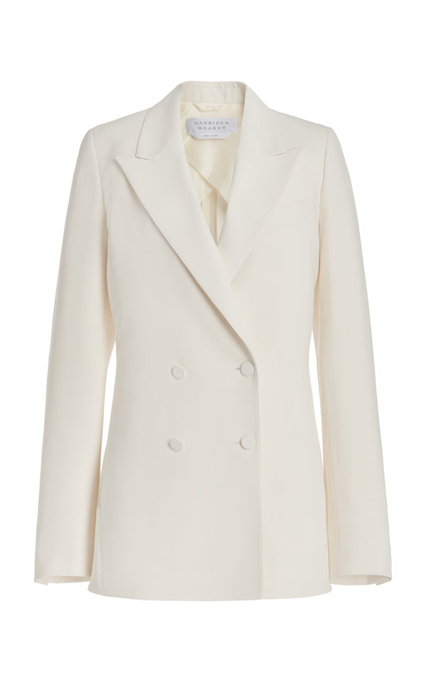 gabriela hearst Damus Blazer in Ivory Silk Wool Cady