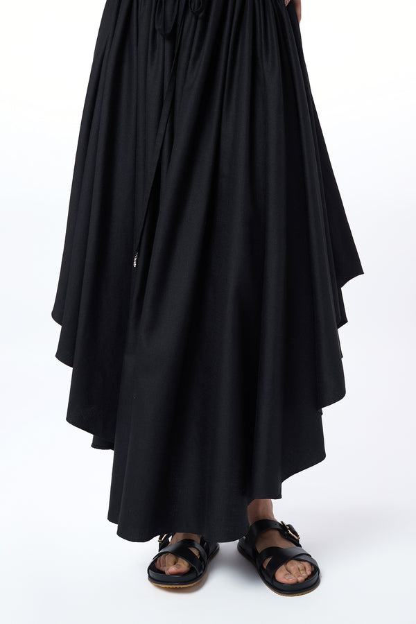Gabriela Hearst Dea Pleated Maxi Skirt In Black Virgin Wool Silk Linen