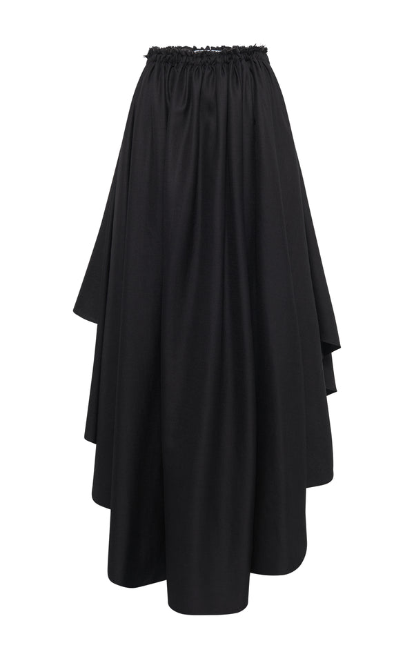 gabriela hearst Dea Pleated Maxi Skirt in Black Virgin Wool Silk Linen