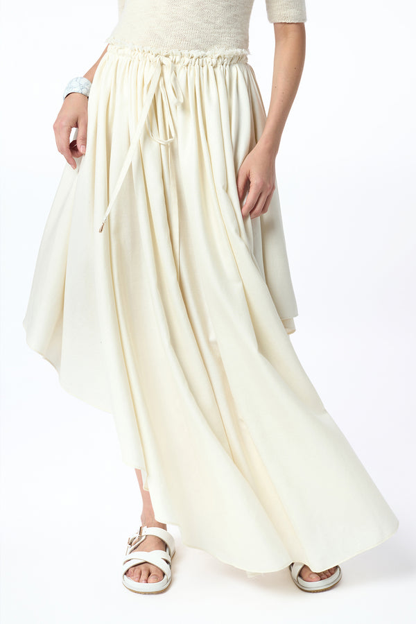 Gabriela Hearst Dea Pleated Maxi Skirt In Ivory Virgin Wool Silk Linen