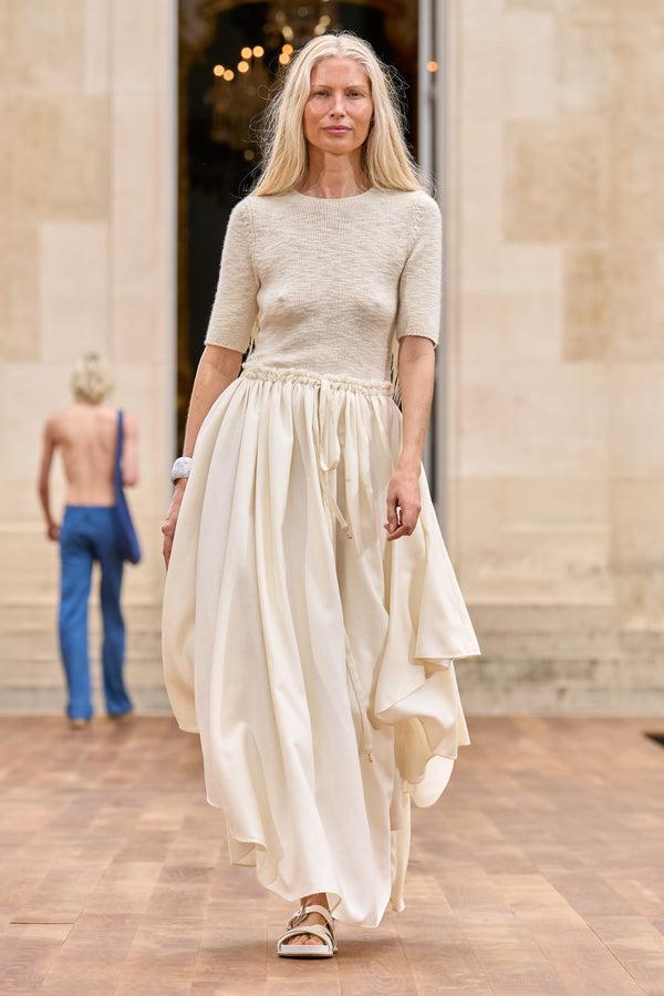Gabriela Hearst Dea Pleated Maxi Skirt In Ivory Virgin Wool Silk Linen