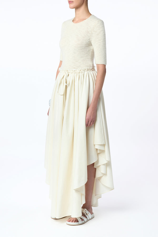 Gabriela Hearst Dea Pleated Maxi Skirt In Ivory Virgin Wool Silk Linen