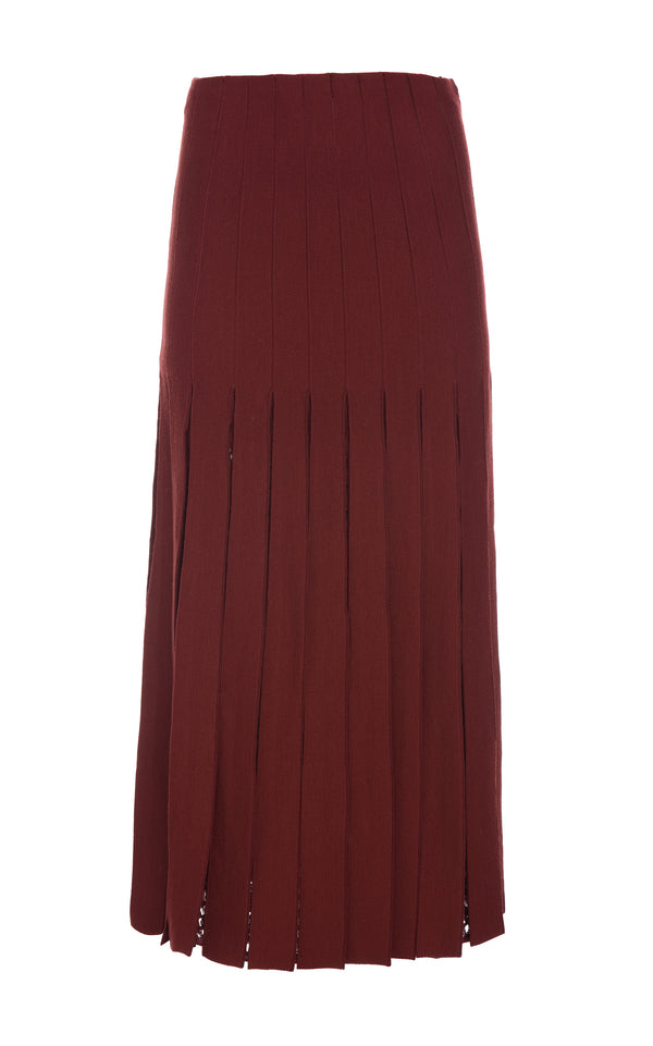gabriela hearst Debutante Knit Pleated Maxi Skirt in Burnt Sienna Merino Wool