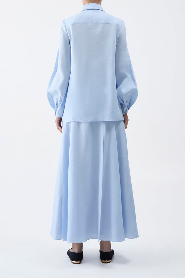 Gabriela Hearst Delmer Top In Light Blue Aloe Linen