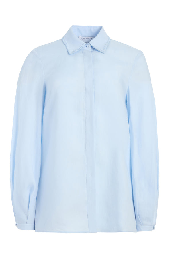 gabriela hearst Delmer Top in Light Blue Aloe Linen