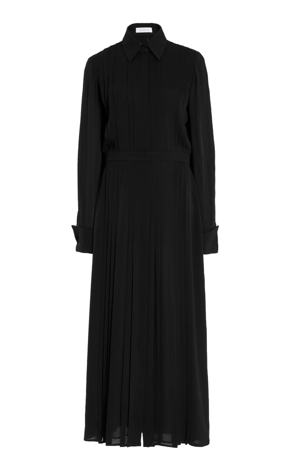 gabriela hearst Delphine Maxi Shirtdress in Black Silk Georgette Twill