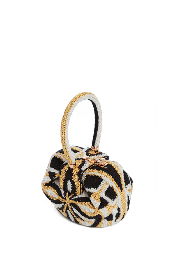 Gabriela Hearst Demi Bag In Gold Black & Ivory Crochet