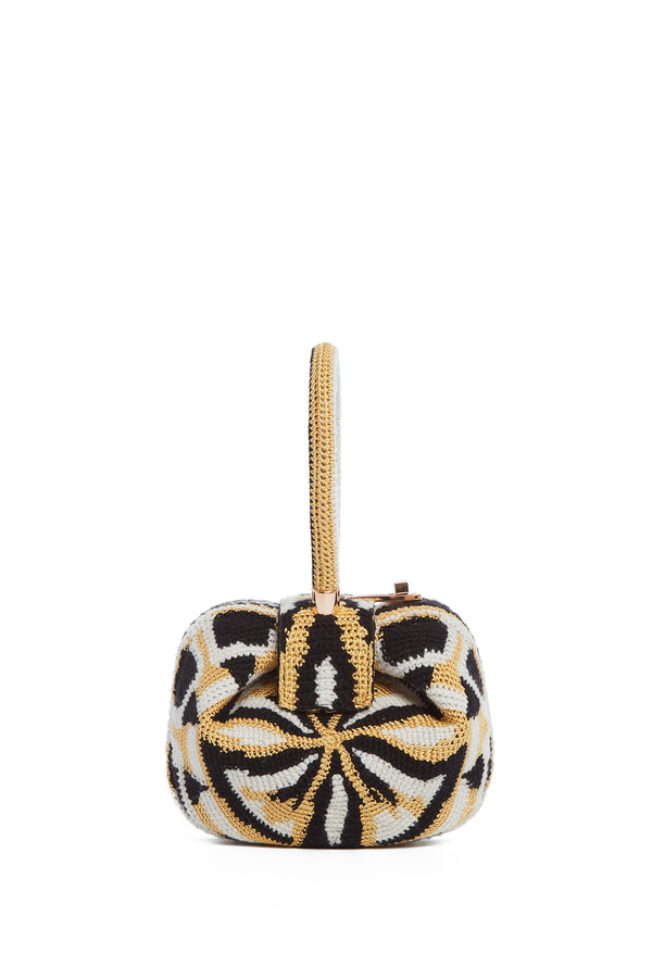 Gabriela Hearst Demi Bag In Gold Black & Ivory Crochet