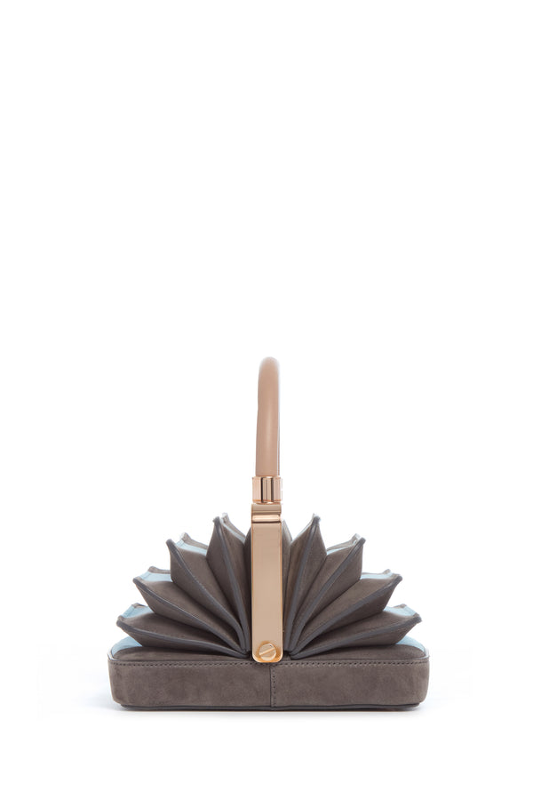Gabriela Hearst Diana Bag In Grey & Light Blue Suede With Nude Nappa Leather Handle