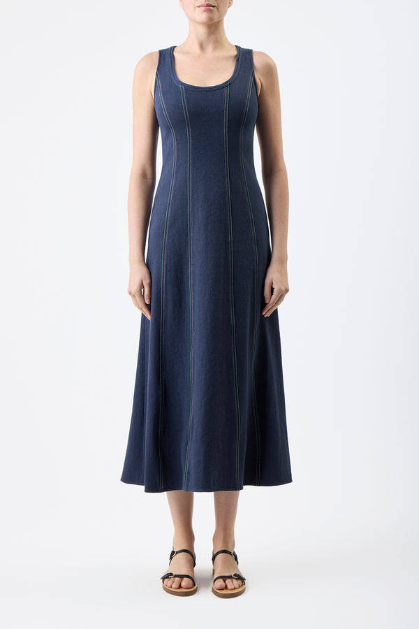 Gabriela Hearst Diaz Dress In Dark Navy Hemp Cotton