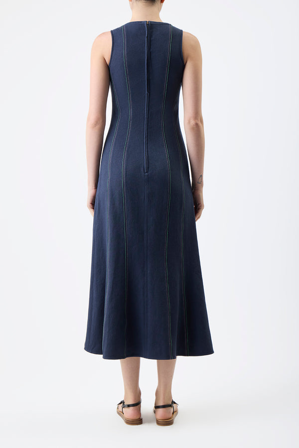 Gabriela Hearst Diaz Dress In Dark Navy Hemp Cotton