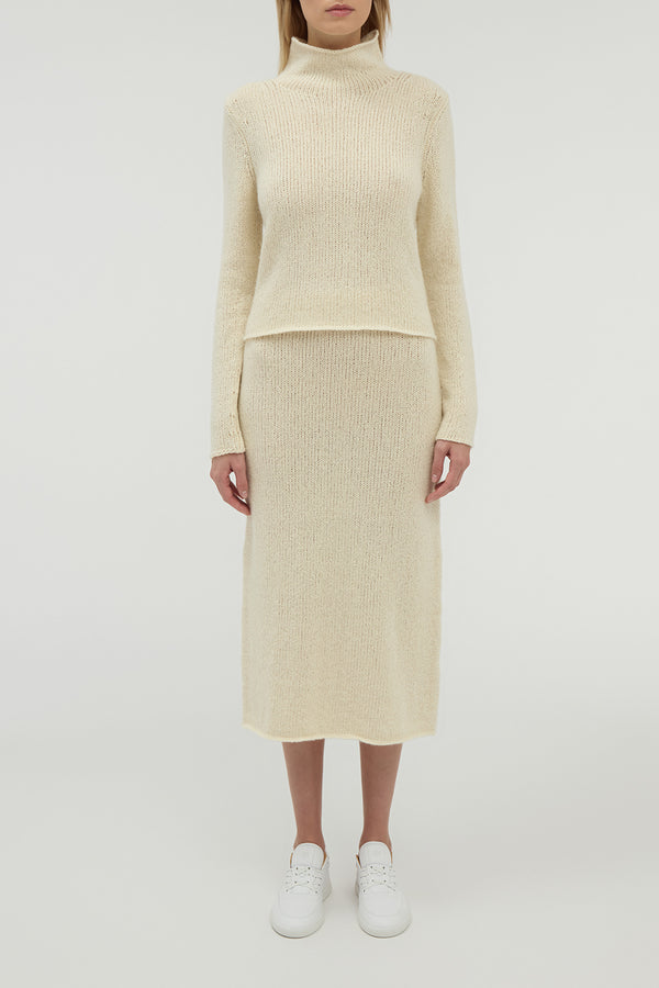 Gabriela Hearst Dorcas Knit Midi Skirt In Ivory Cashmere