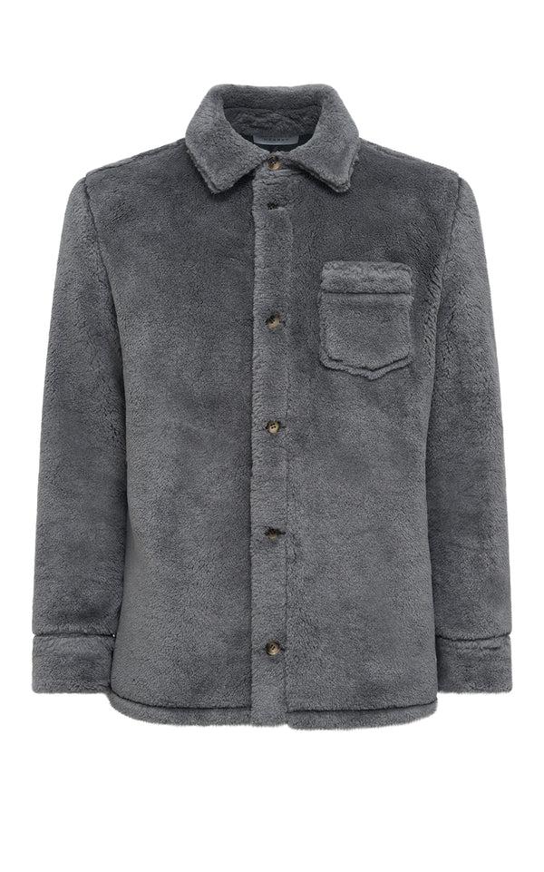 gabriela hearst Drew Overshirt in Dark Grey Virgin Wool Silk Cashmere Fur