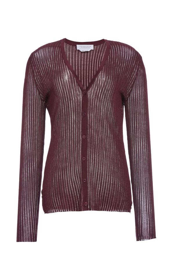 Gabriela Hearst Duffy Knit Cardigan In Bordeaux Silk
