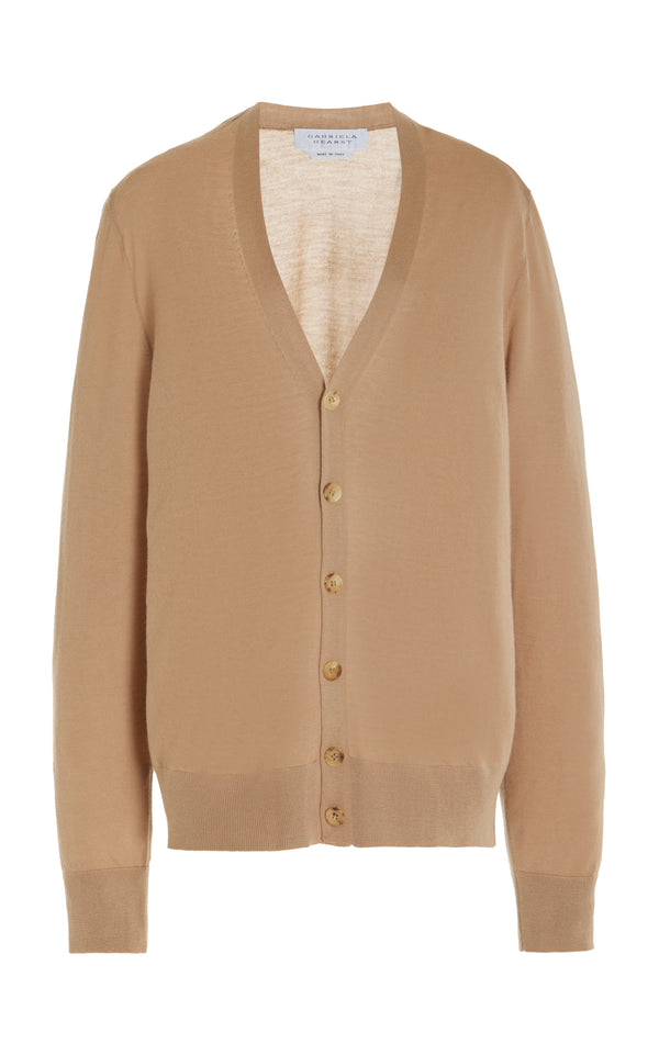 gabriela hearst Duke Knit Cardigan in Camel Cashmere