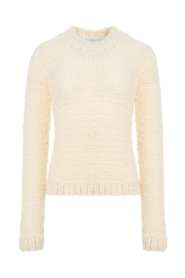 gabriela hearst Durand Knit Sweater in Ivory Welfat Cashmere