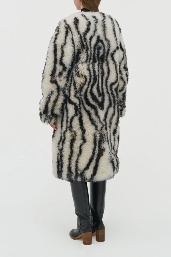 Gabriela Hearst Ebel Coat In Ivory & Black Cashmere Shearling
