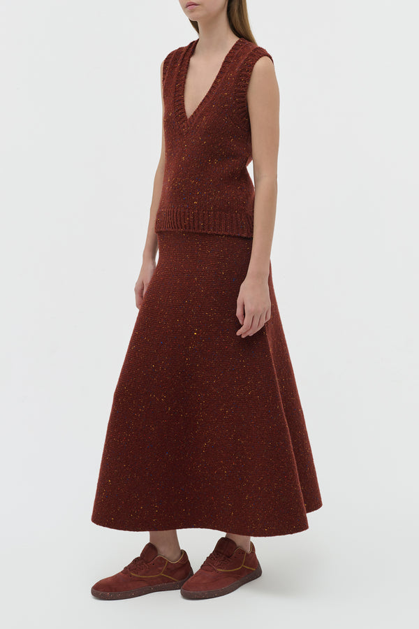 Gabriela Hearst Eden Knit Maxi Skirt In Burnt Sienna Multi Speckle Cashmere