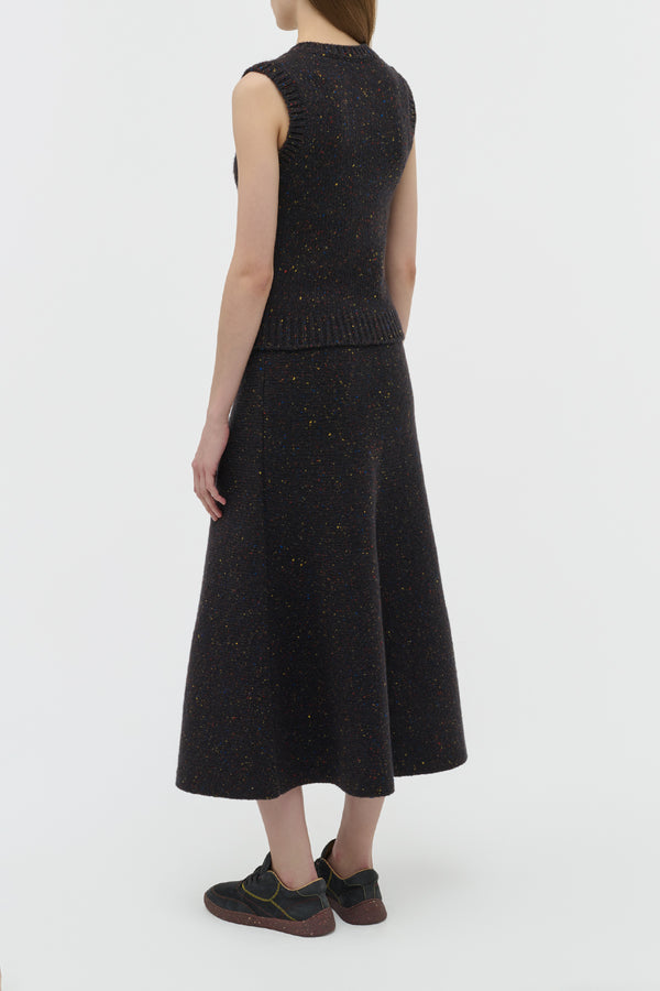 Gabriela Hearst Eden Knit Maxi Skirt In Charcoal Multi Aran Cashmere