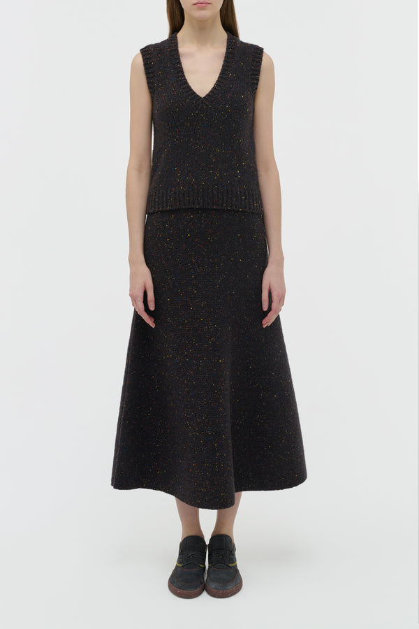 Gabriela Hearst Eden Knit Maxi Skirt In Charcoal Multi Aran Cashmere