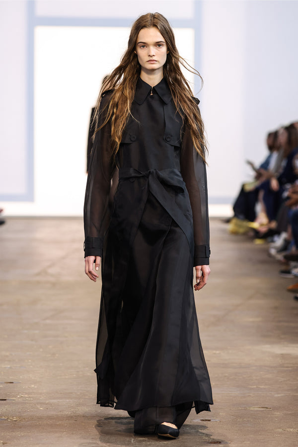 Gabriela Hearst Eithne Sheer Trench Coat In Black Silk Organza