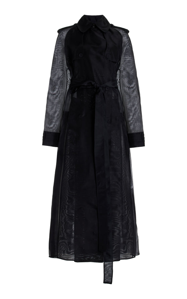 gabriela hearst Eithne Sheer Trench Coat in Black Silk Organza